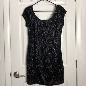 Mini black sequin dress